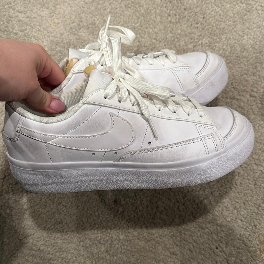 Nike platform blazers all white